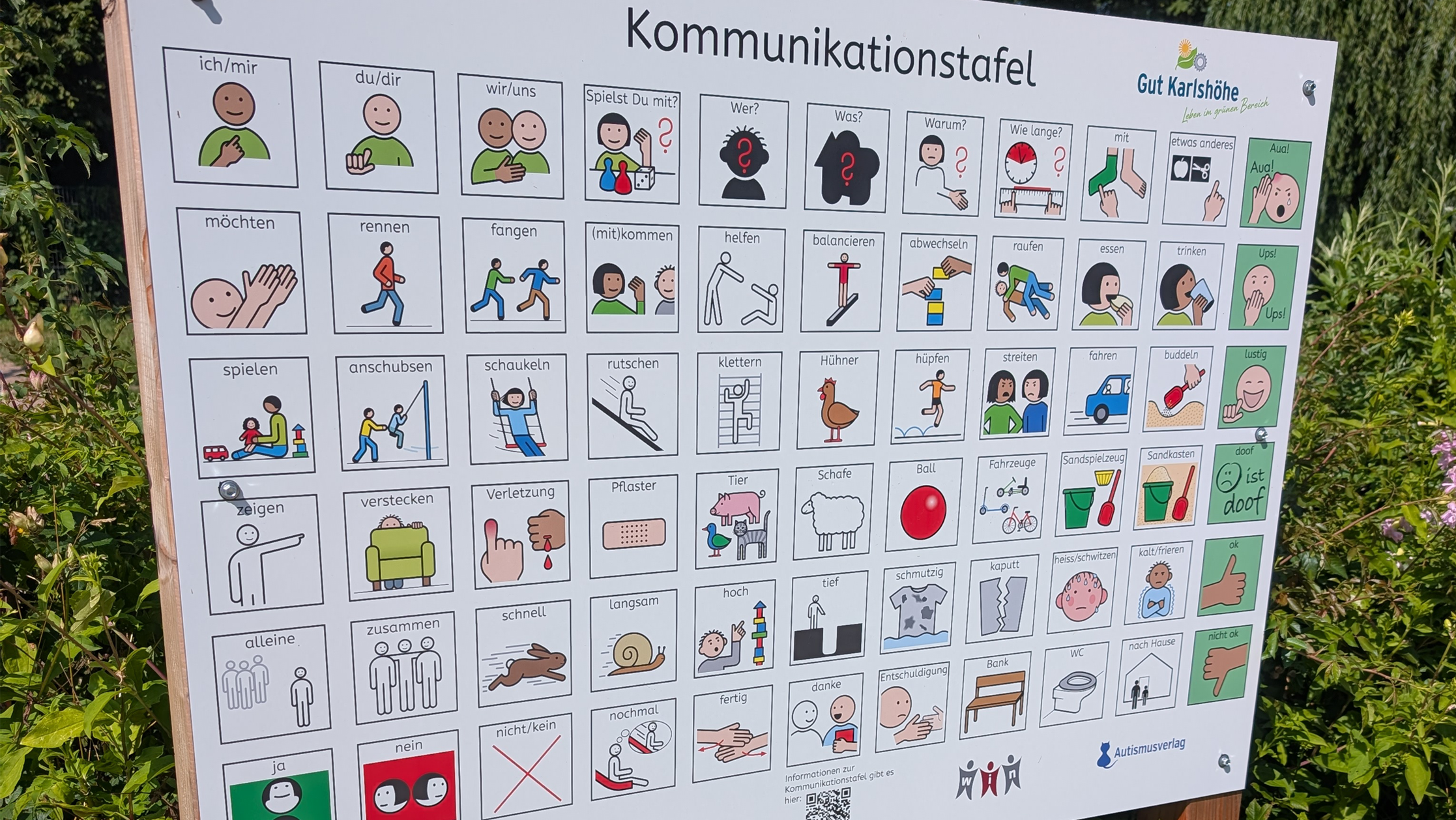 Wenn ein Fingerzeig plötzlich ganz viel sagen kann: Neue Kommunikationstafeln auf Gut Karlshöhe